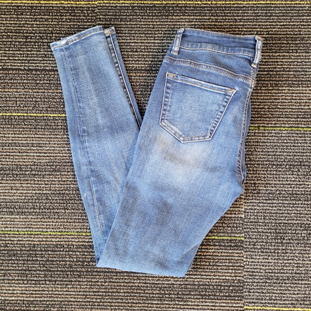 Warehouse one Jeans Women's Size 27Reg Blue Dark Wash Mid Rise Skinny‎ Preppy
